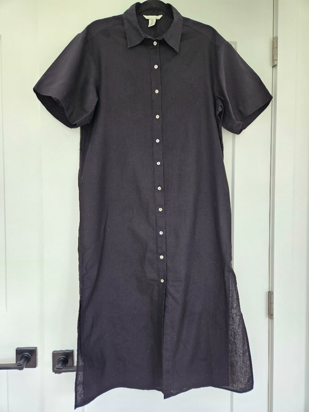 Black linen summer maxi dress